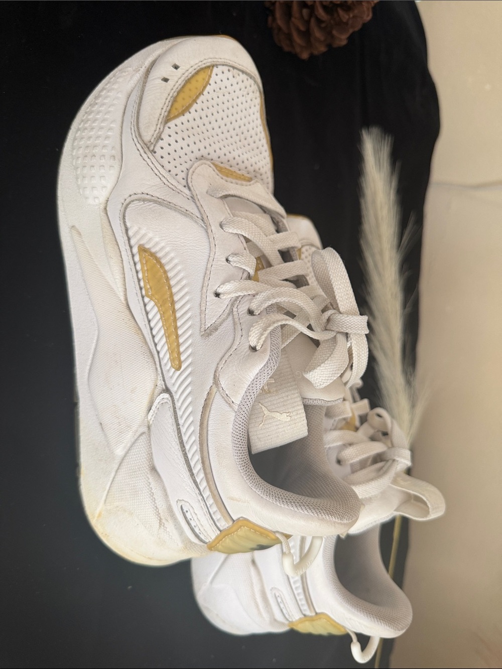 Puma Women's White Sneakers with Gold Accents